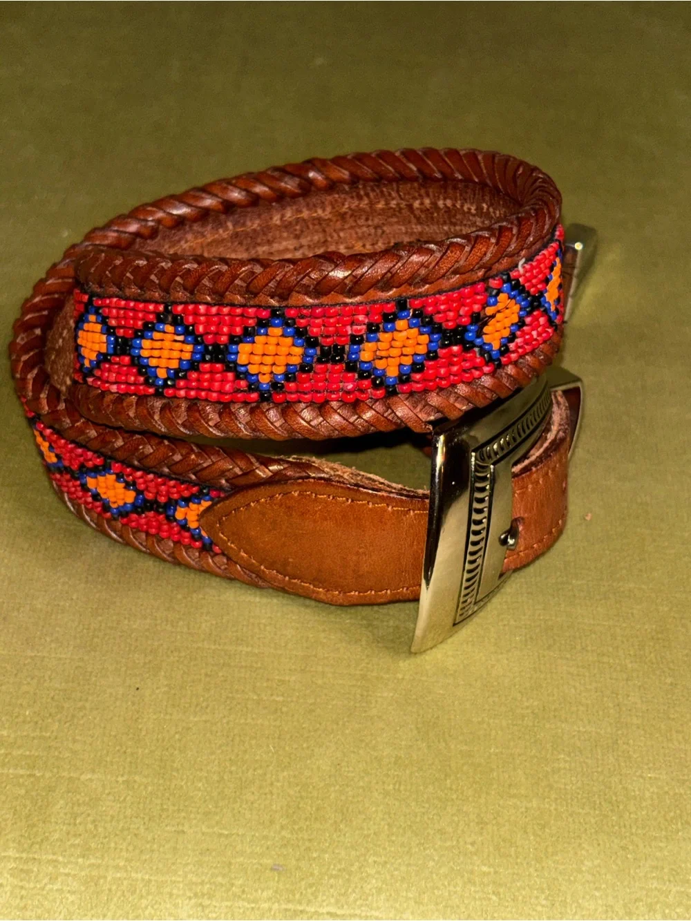 New Gammon Shire Bead Western Belt Cowboy Full Grain Leather Removable Buckle XS